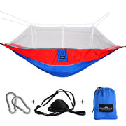 Summit Style's Nature Nest Hammock with Mosquito Net: Red & Blue