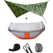 Summit Style 3 in 1 Nature Mosquito Net Hammock with Canopy: Camouflage and Orange