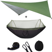 Summit Style 3 in 1 Nature Mosquito Net Hammock with Canopy: Green and Black