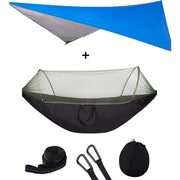 Summit Style 3 in 1 Nature Mosquito Net Hammock with Canopy: Blue and Black