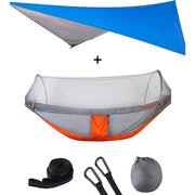 Summit Style 3 in 1 Nature Mosquito Net Hammock with Canopy: Orange and Blue