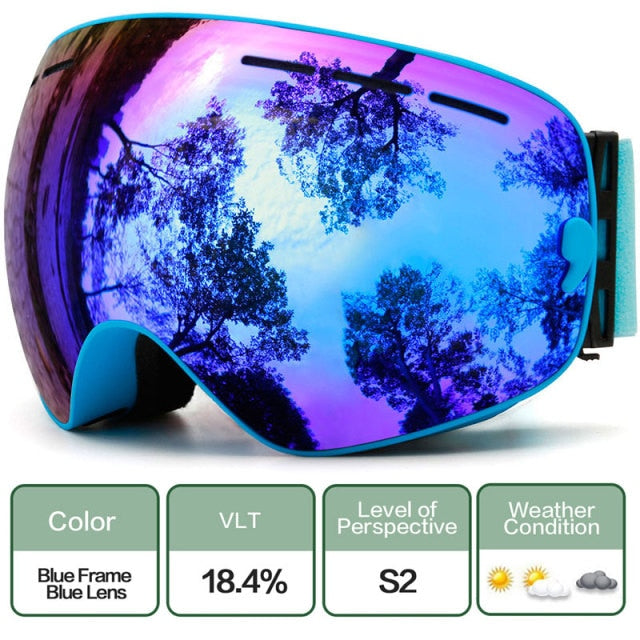 Ski Goggles with Anti-fog and UV Protection