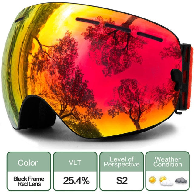 Ski Goggles with Anti-fog and UV Protection